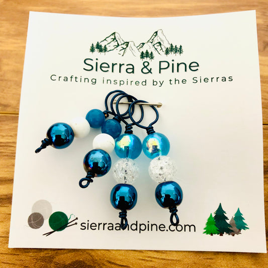 Deep Blue Sea 4pcs Stitch Markers Set by Sierra and Pine