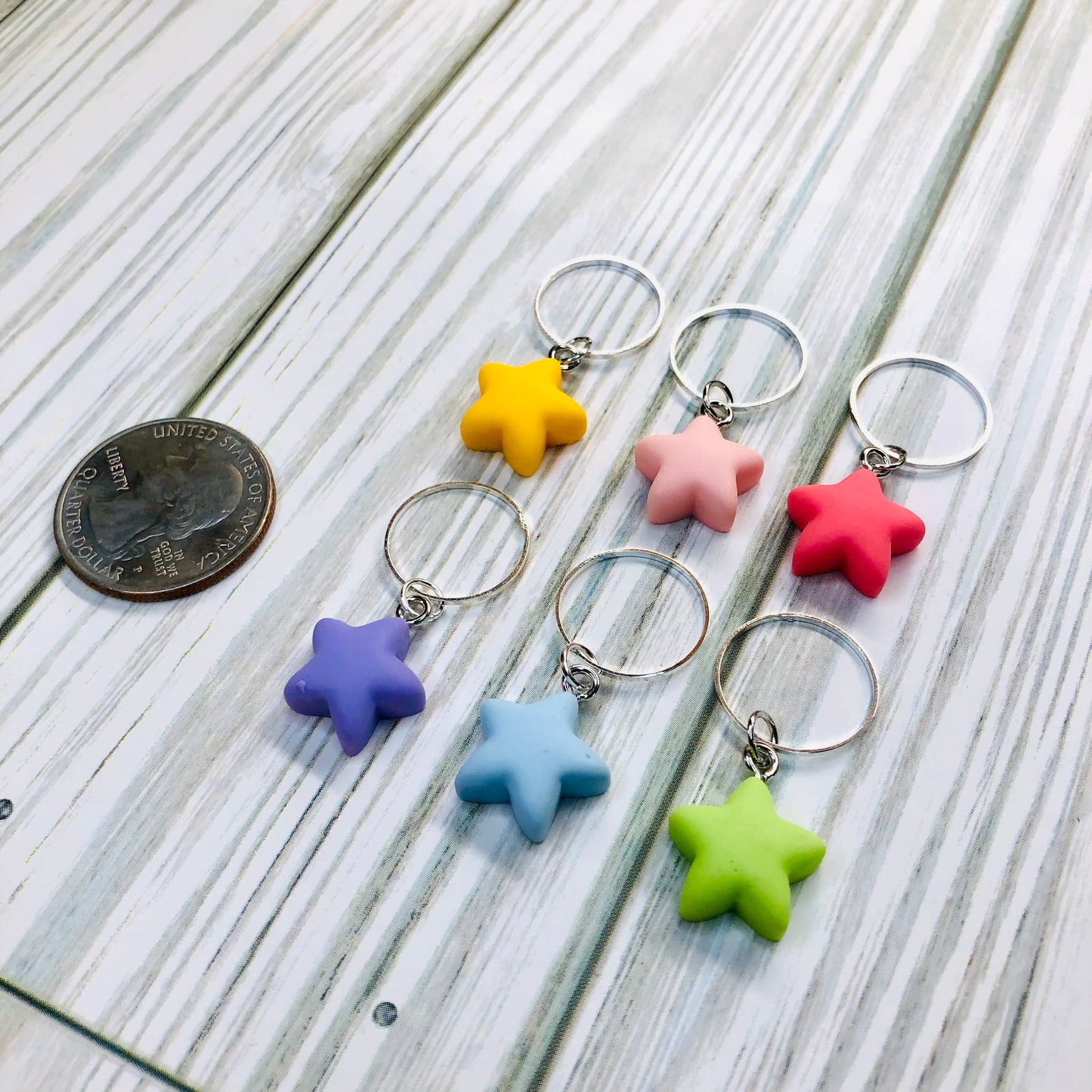 Rainbow Start 6pcs Stitch Markers for Knitting  - Large by Sierra and Pine