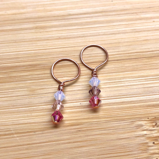 Be My Valentine's 2-pack Austrian Crystal Beads Stitch Markers for Knitting by Sierra and Pine