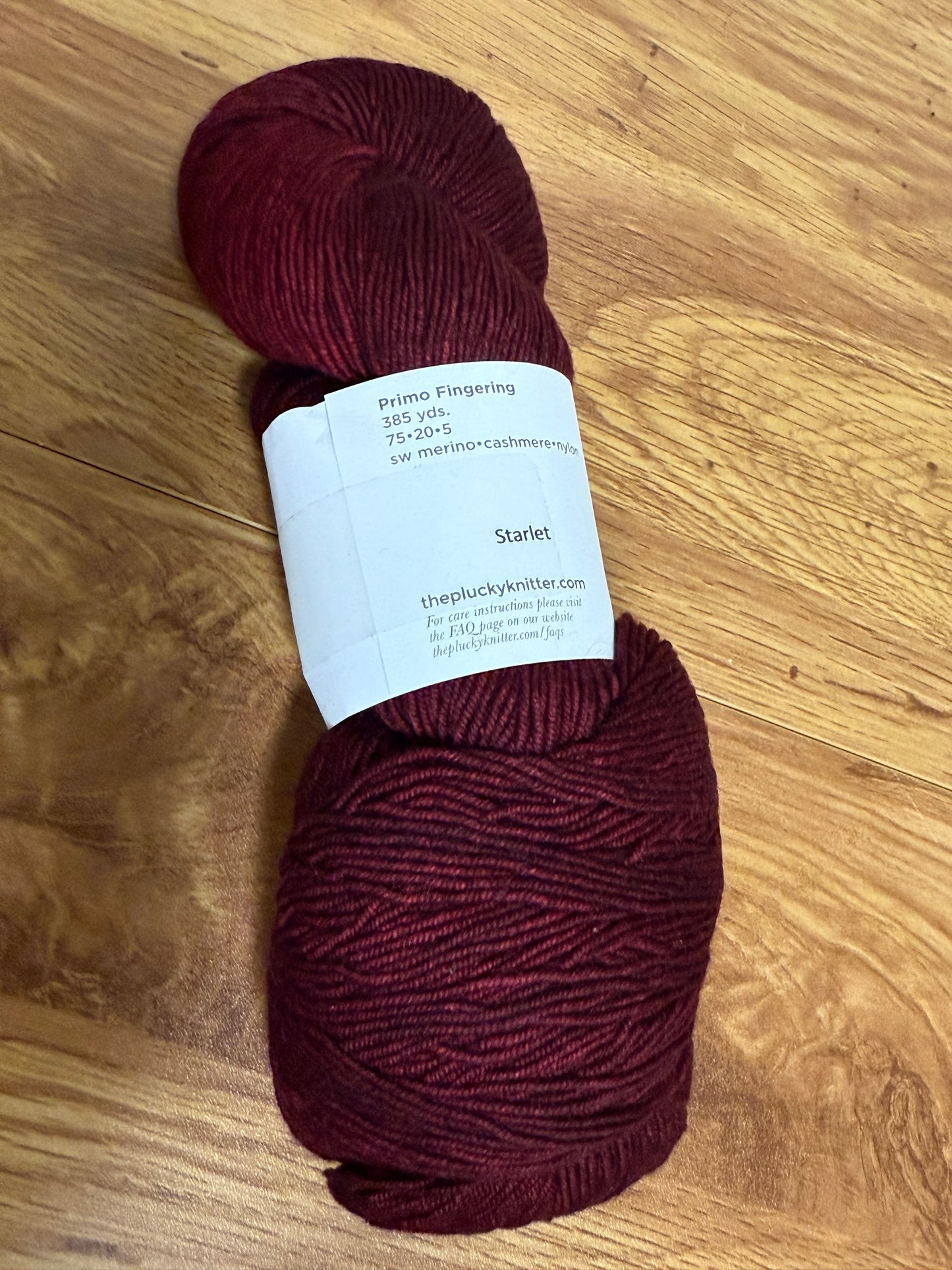 DESTASH: 1 skein of The Plucky Knitter Primo Fingering in colorway Starlet