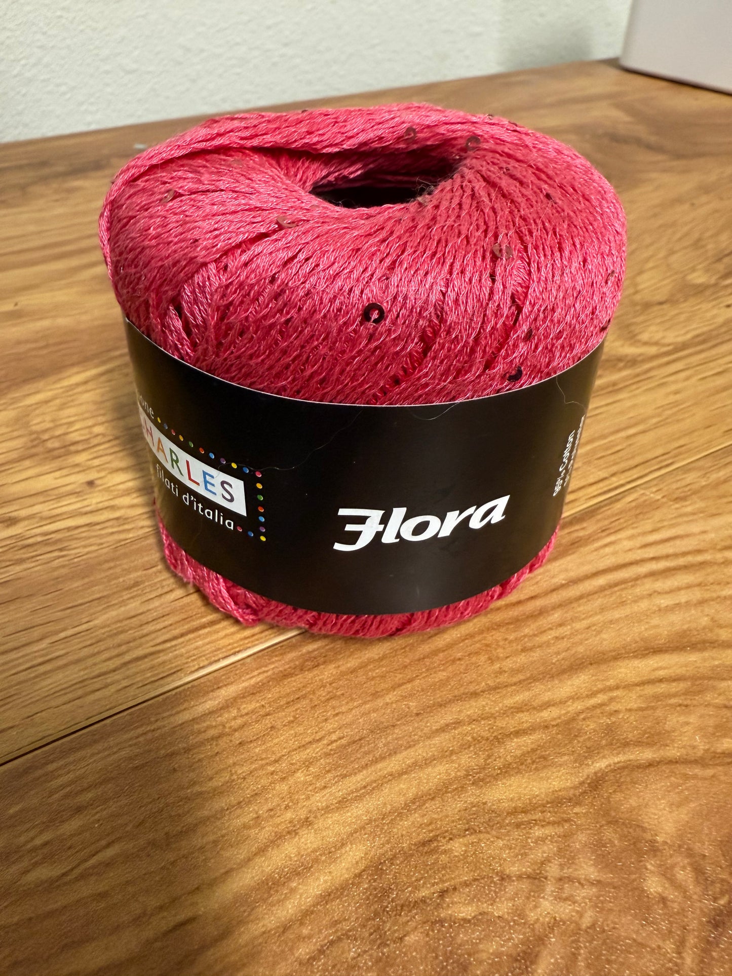 DESTASH: 1 skein of Tahki Yarns Flora in bright pink/magenta