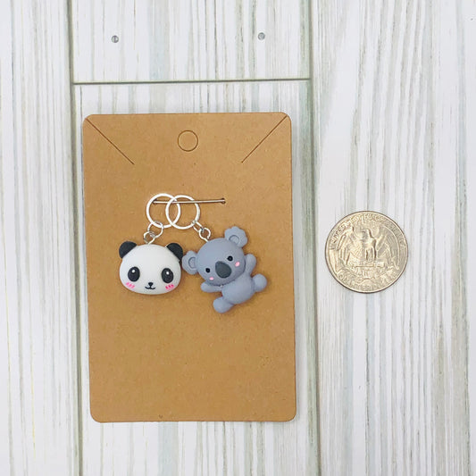 Panda and Koala 2 pcs Stitch Markers | Sierra and Pine Knitting Accessories