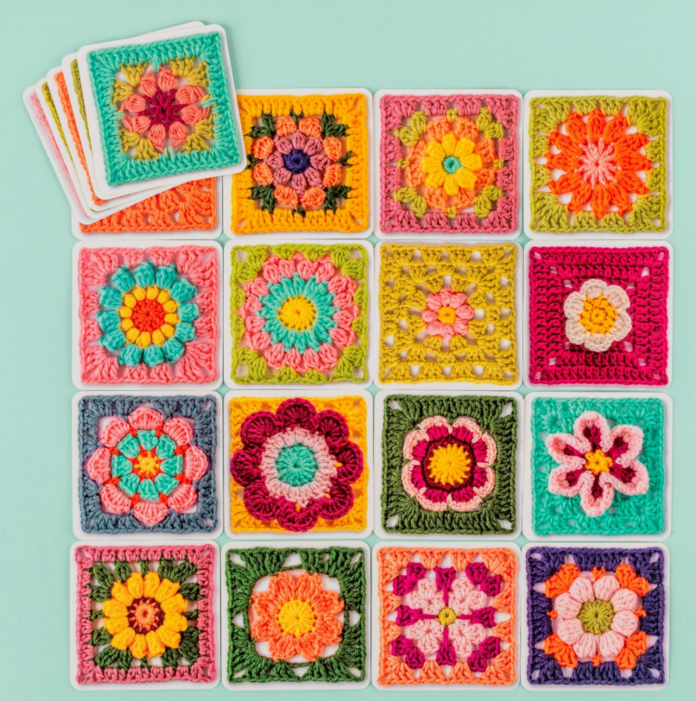 The Granny Square Flowers Card Deck - 50 mix & match designs