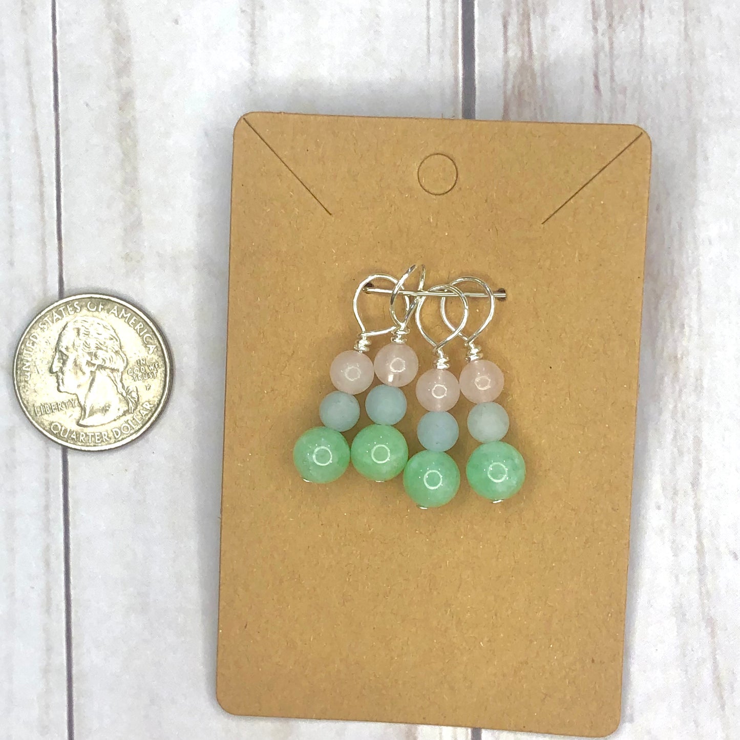Semi-precious gemstones handmade 4pcs Stitch Markers for Knitting