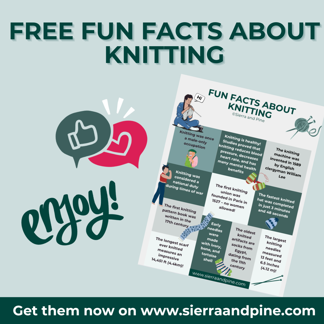 FREE Fun Facts About Knitting by Sierra and Pine