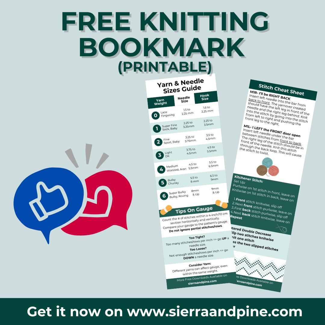 Free Knitting Bookmark (Downloadable and printable)