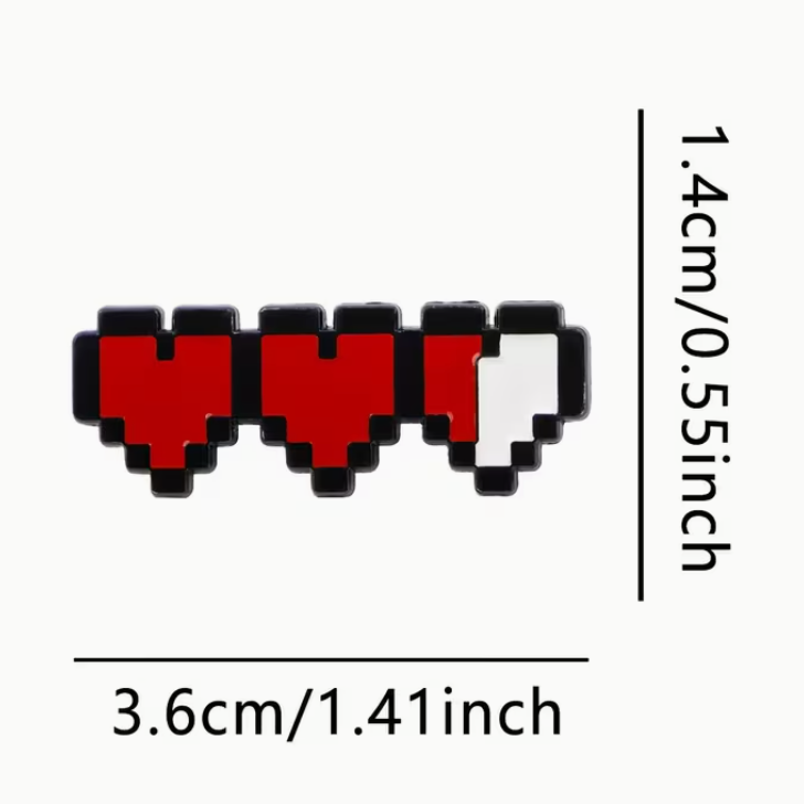 Hearts Life Video Game Enamel Pin