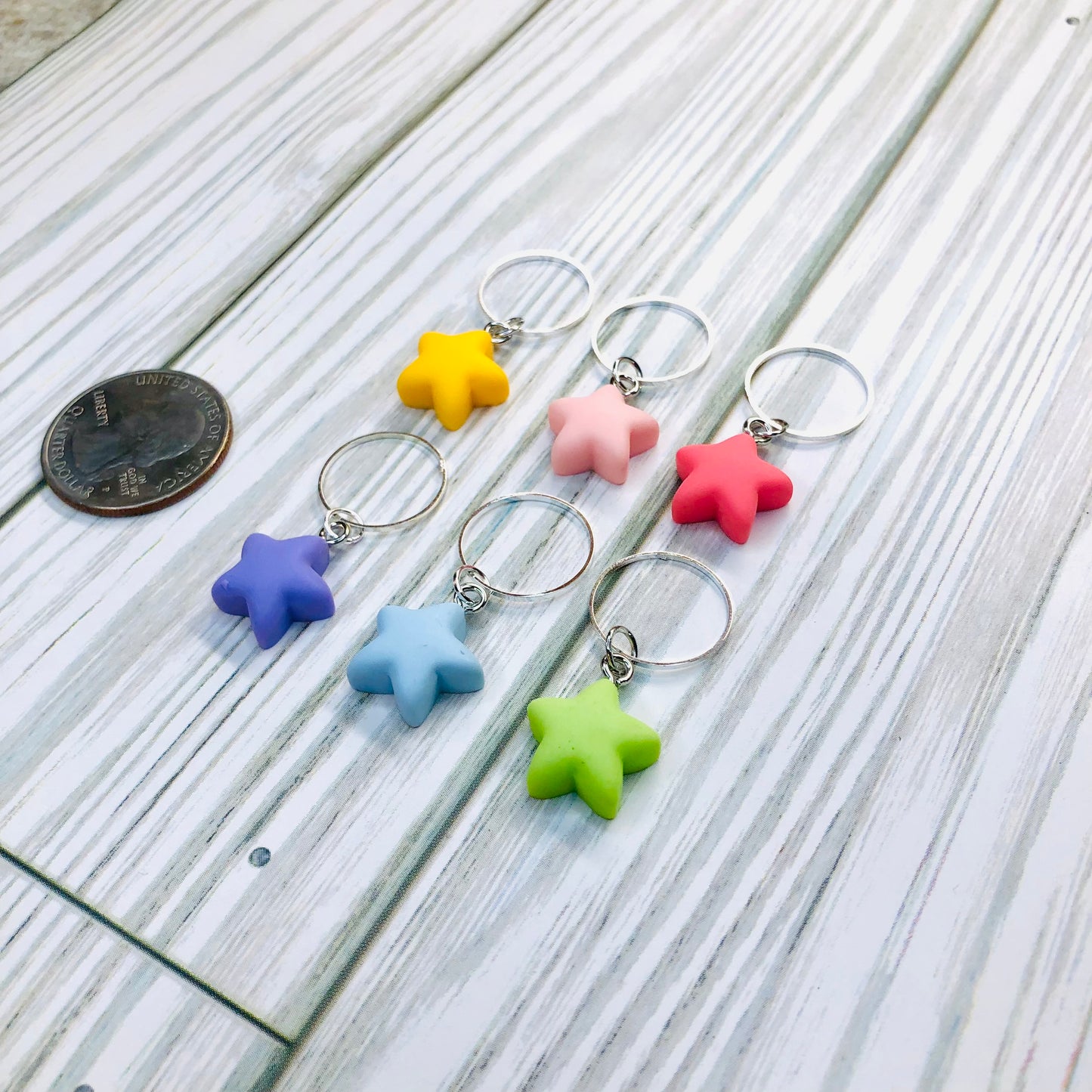 Rainbow Start 6pcs Stitch Markers for Knitting  - Large by Sierra and Pine