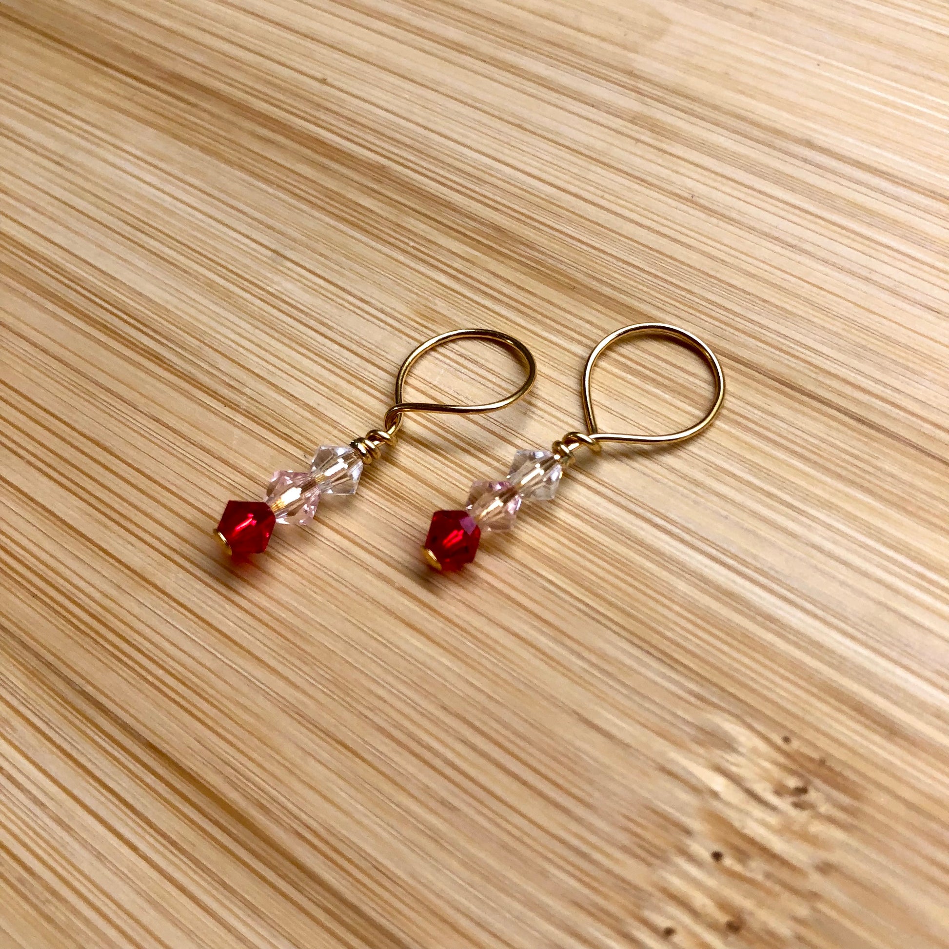 Be My Valentine's 2-pack Austrian Crystal Beads Stitch Markers for Knitting by Sierra and Pine - Gold (red crystal)