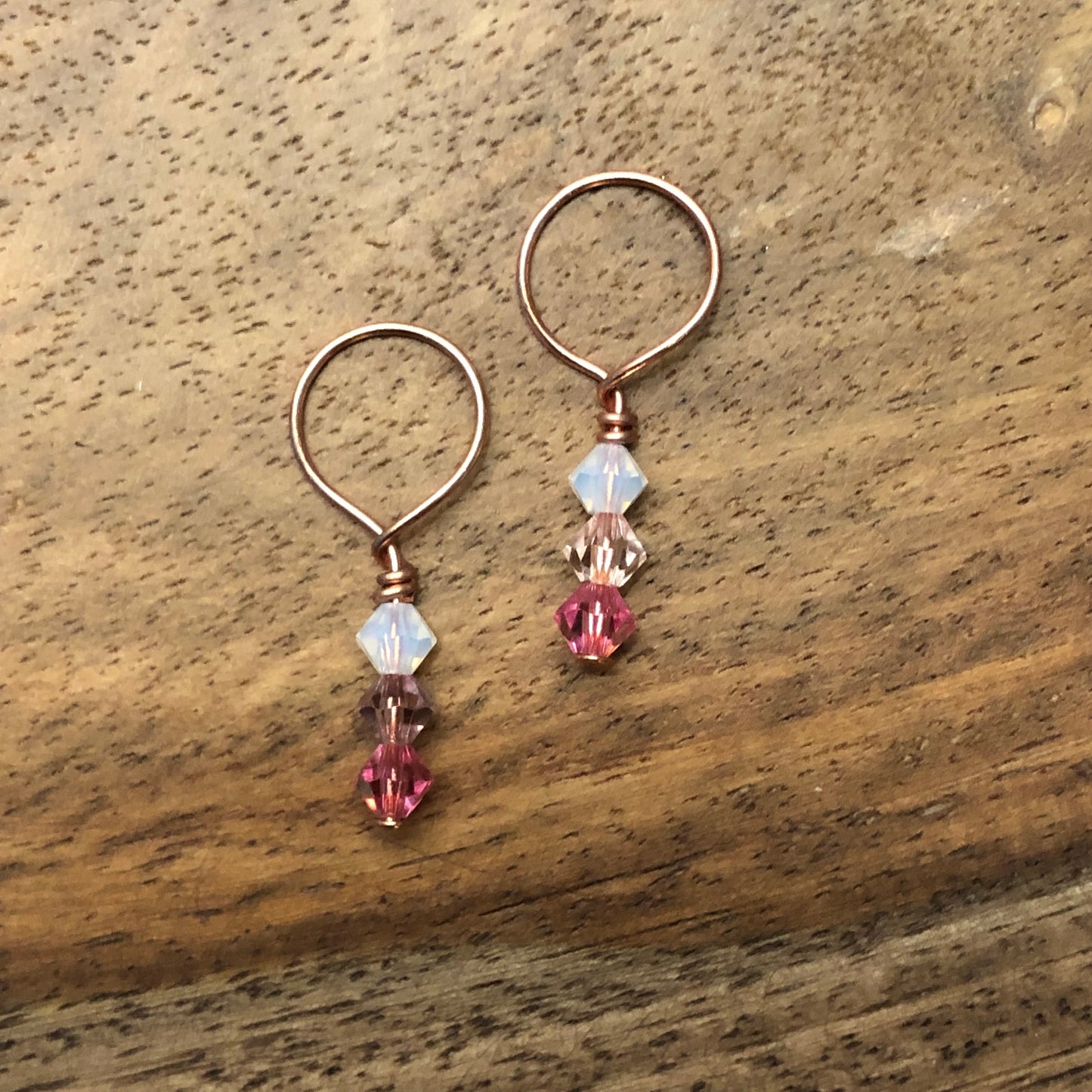 Be My Valentine's 2-pack Austrian Crystal Beads Stitch Markers for Knitting by Sierra and Pine - Rosegold