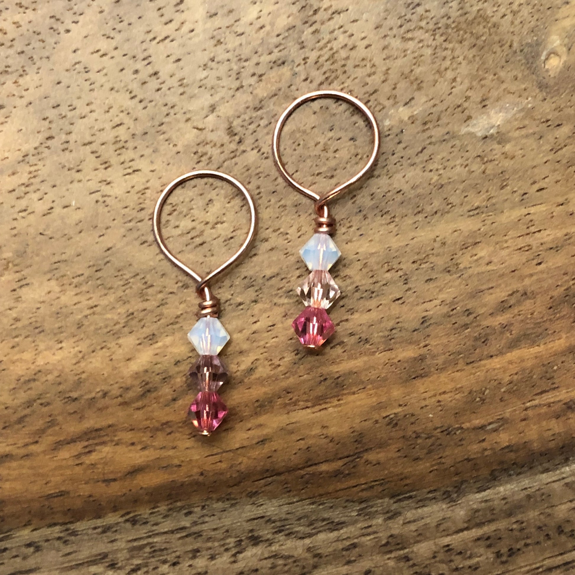 Be My Valentine's 2-pack Austrian Crystal Beads Stitch Markers for Knitting by Sierra and Pine - Rosegold