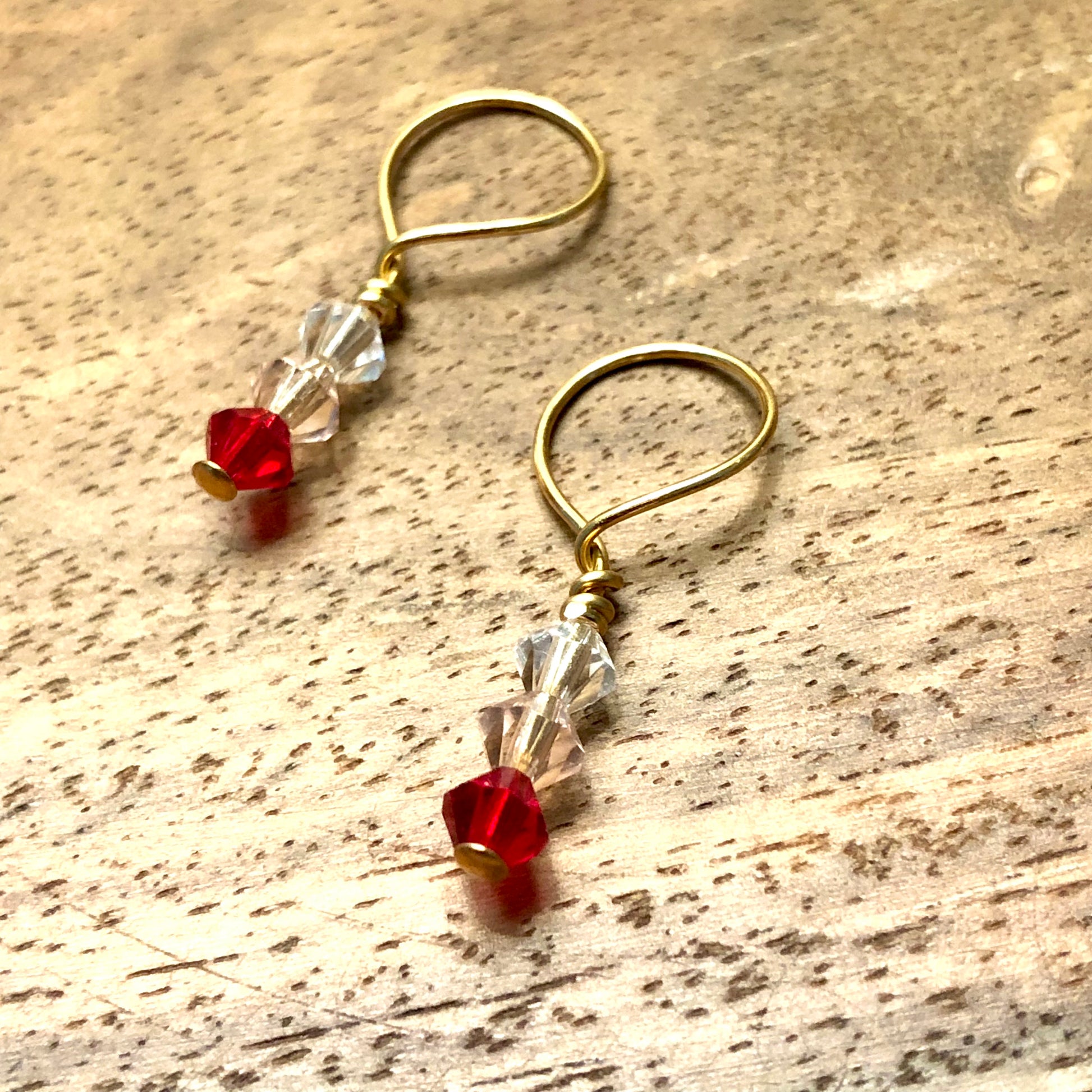 Be My Valentine's 2-pack Austrian Crystal Beads Stitch Markers for Knitting by Sierra and Pine - Gold (Red Crystal)