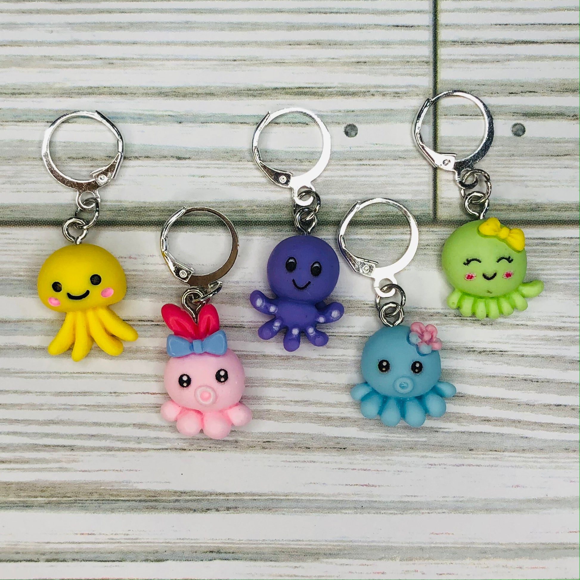 Happy Octopi 5-pcs Progress Keepers for Knitting or Crochet by Sierra and Pine