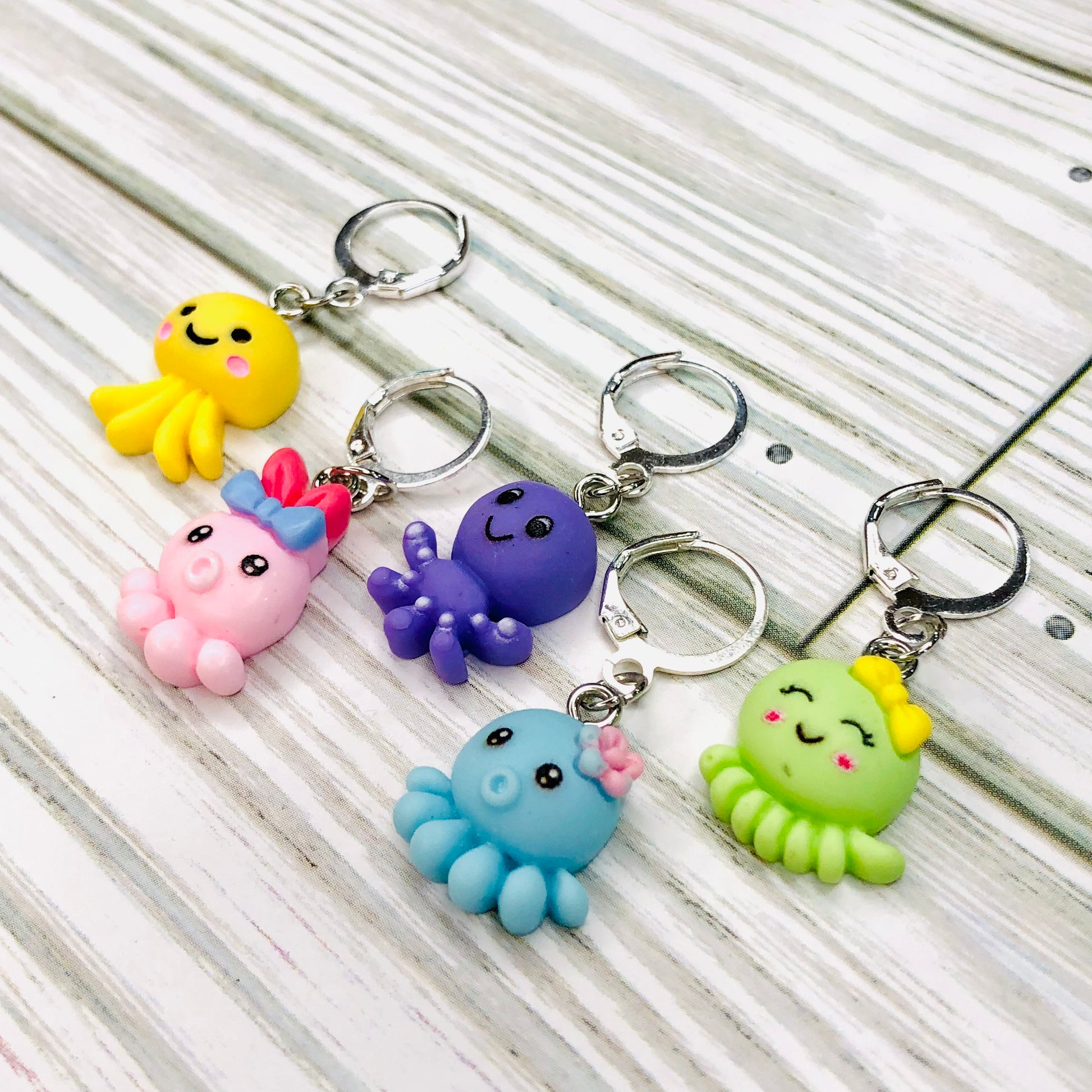 Happy Octopi 5-pcs Progress Keepers for Knitting or Crochet by Sierra and Pine