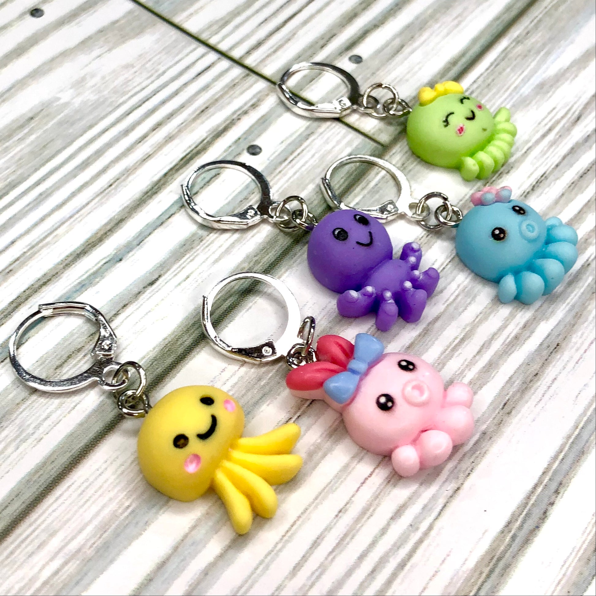Happy Octopi 5-pcs Progress Keepers for Knitting or Crochet by Sierra and Pine