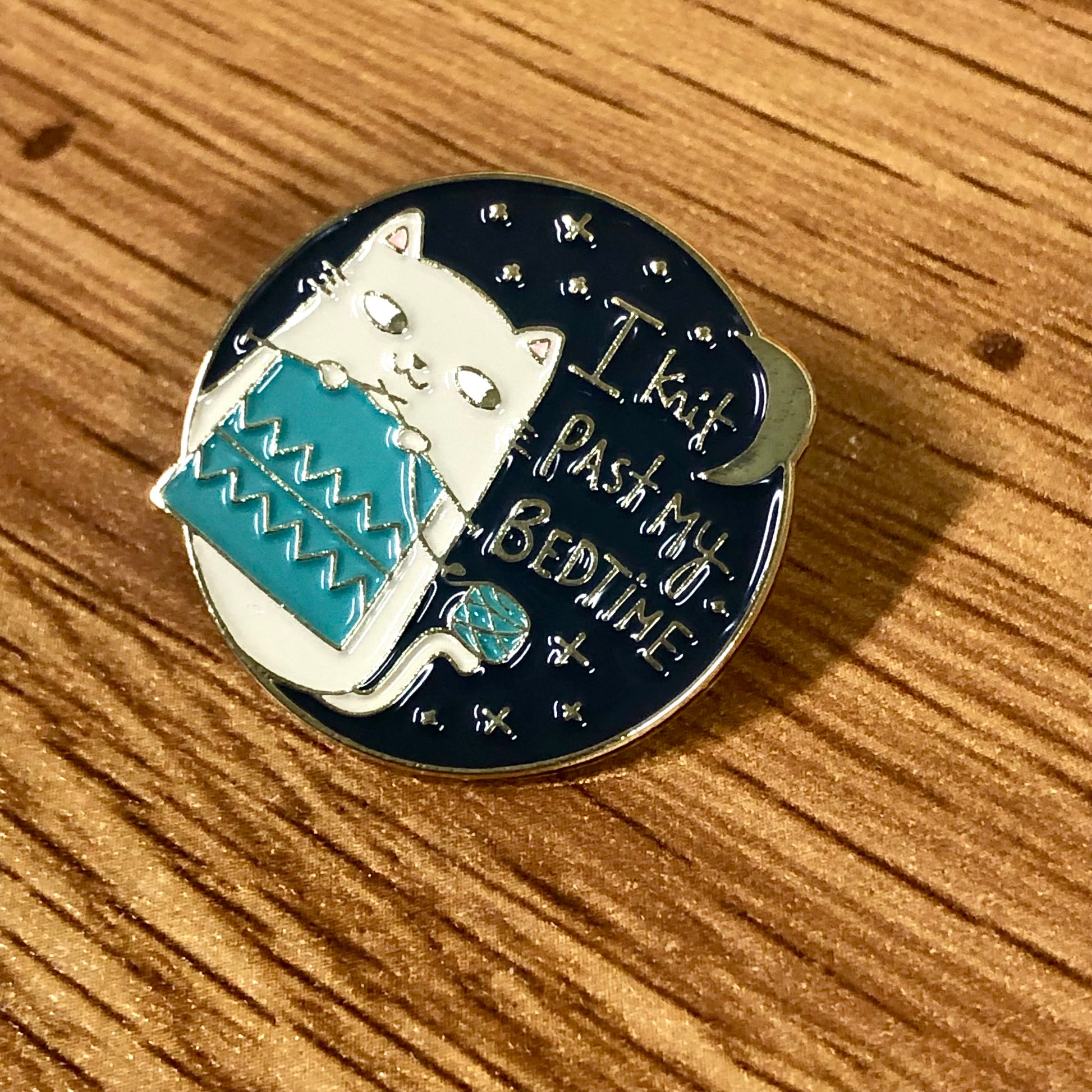 I Knit Past My Bedtime Enamel Pin by Sierra and Pine. &nbsp;
