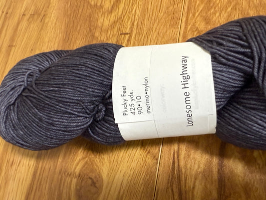 DESTASH: 1 skein of The Plucky Knitter Plucky Feet in colorway Lonesome Highway