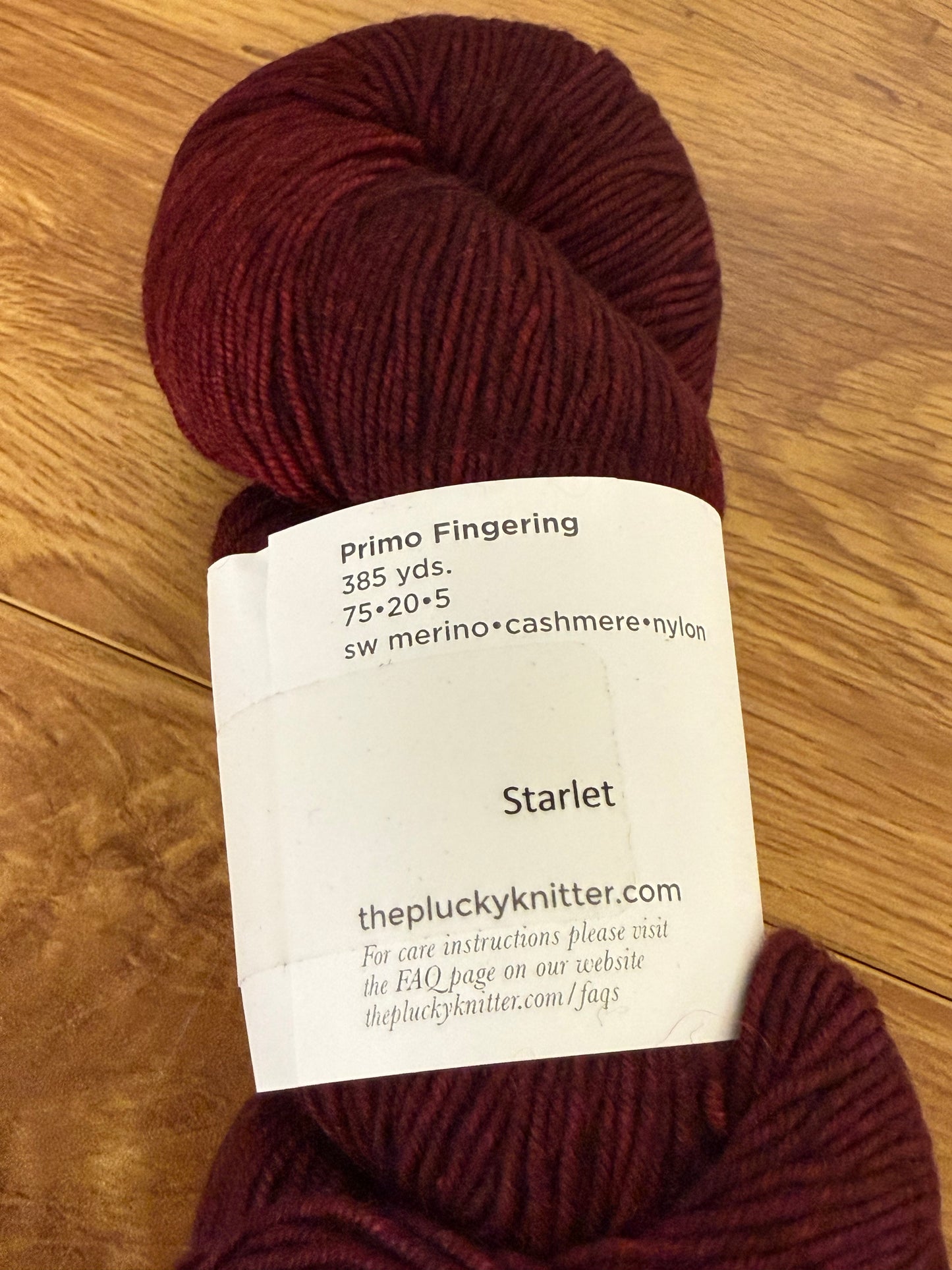 DESTASH: 1 skein of The Plucky Knitter Primo Fingering in colorway Starlet