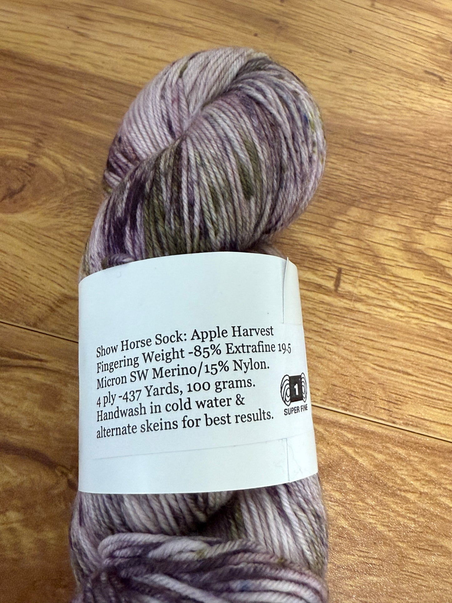 DESTASH: 1 skein of Bay Horse Yarn Show Horse Sock in colorway Apple Harvest