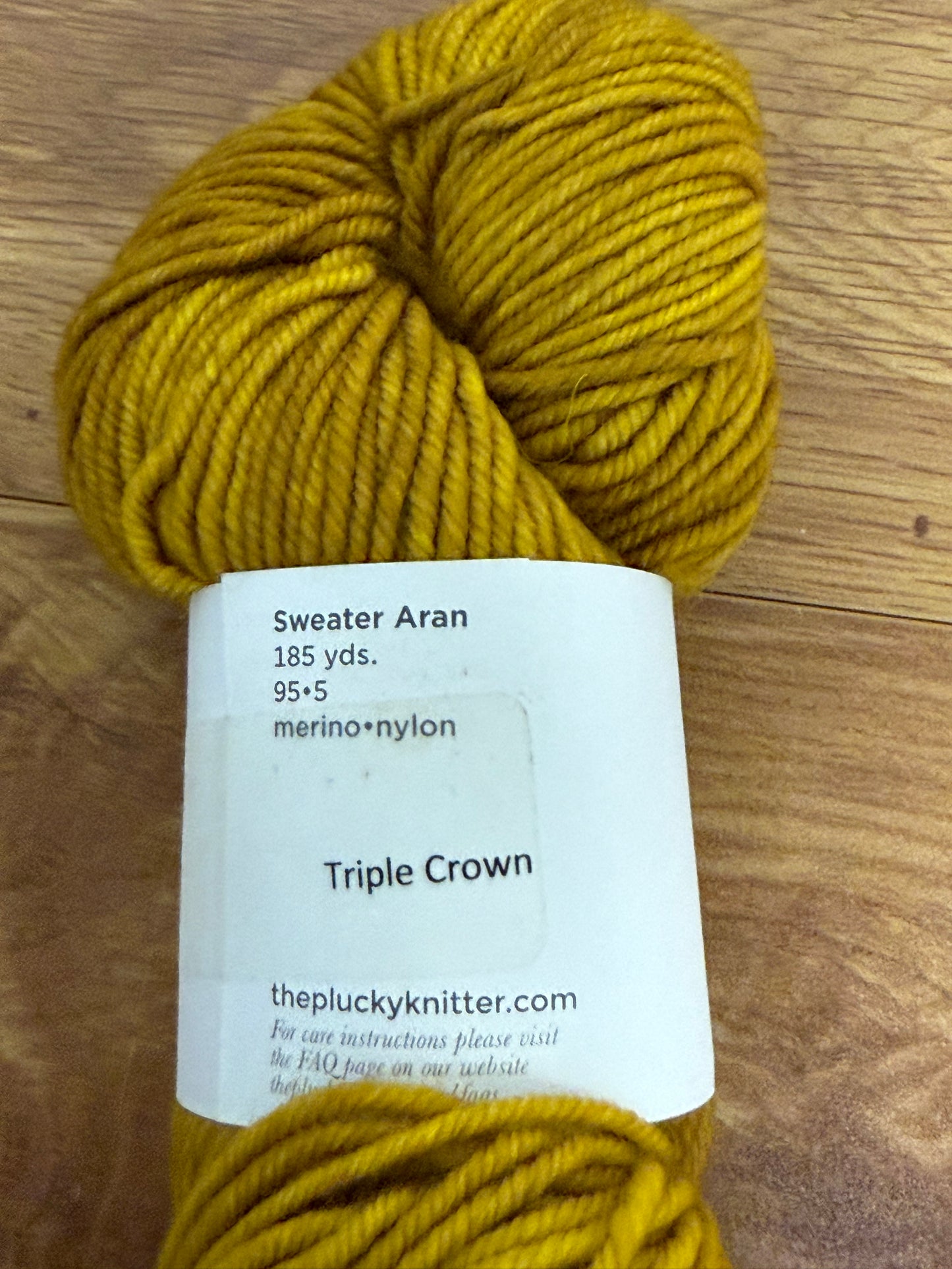 DESTASH: 1 skein of The Plucky Knitter Sweater Aran in colorway Triple Crown
