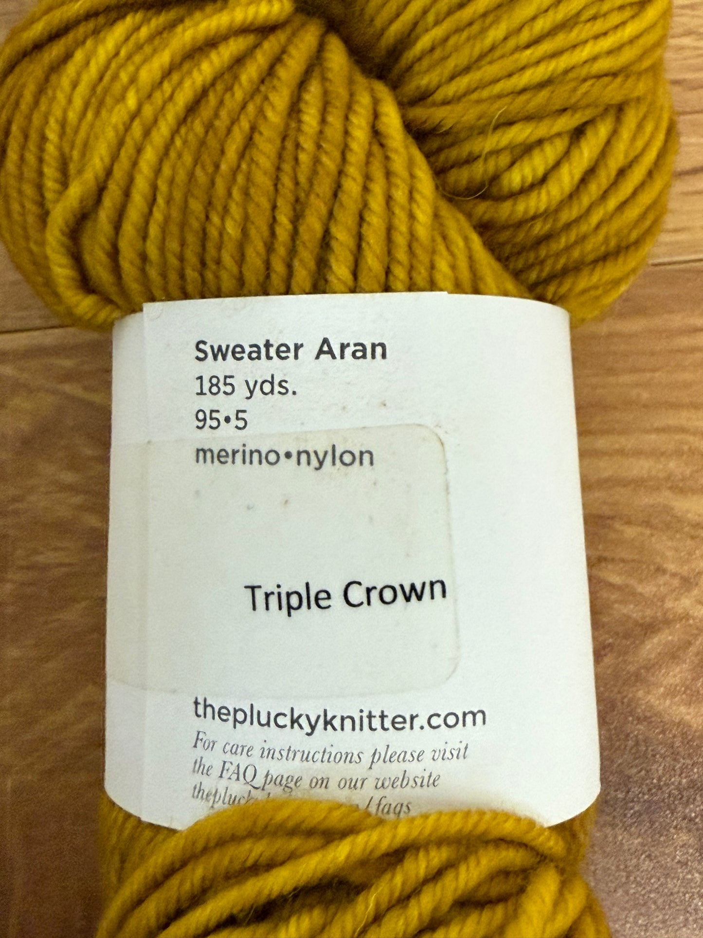 DESTASH: 1 skein of The Plucky Knitter Sweater Aran in colorway Triple Crown