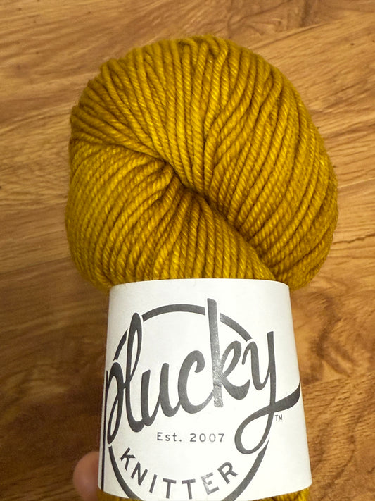 DESTASH: 1 skein of The Plucky Knitter Sweater Aran in colorway Triple Crown
