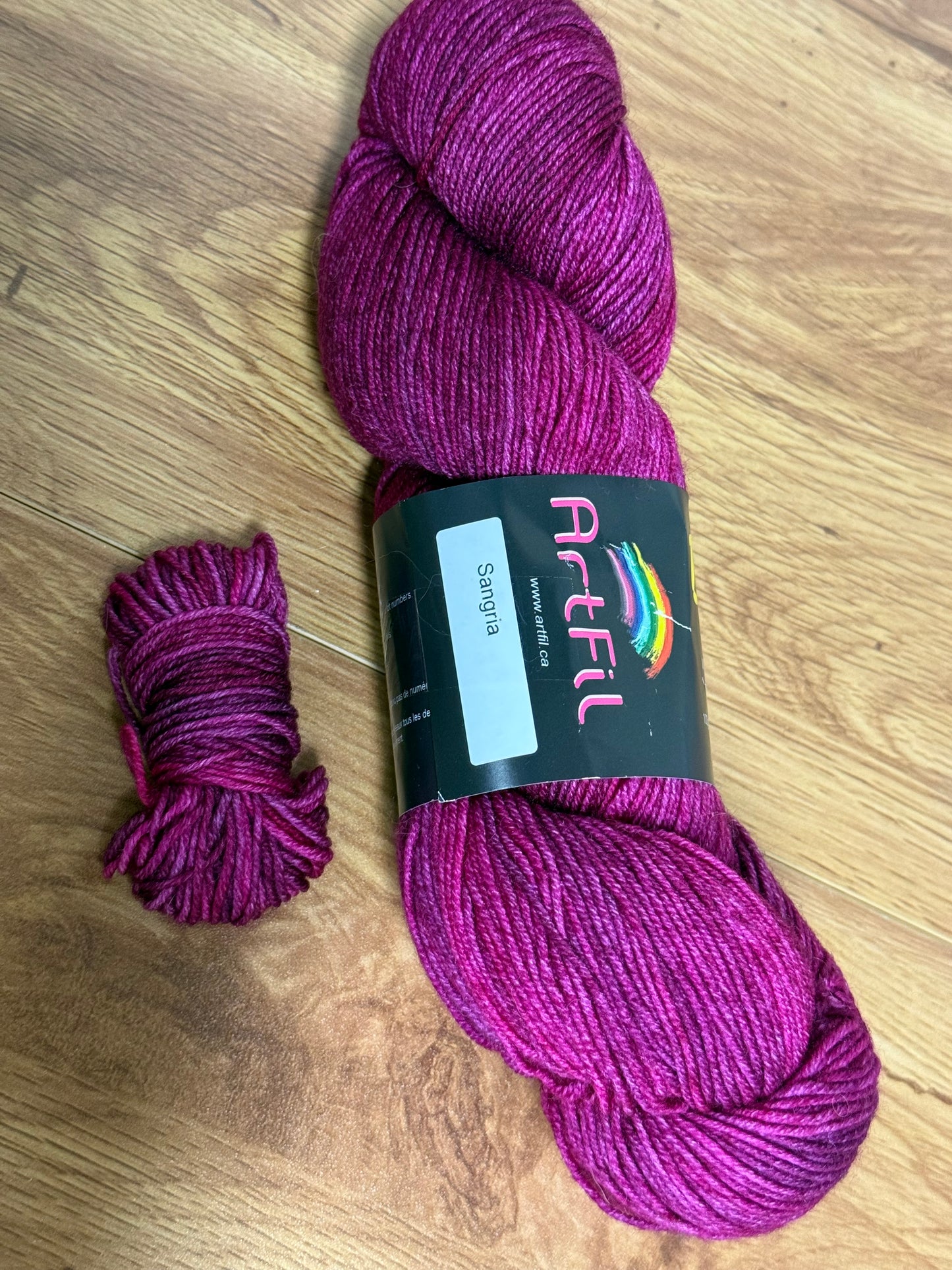 DESTASH: 1 skein of Artfil Belle Fingering in colorway Sangria (plus bonus leftover!)