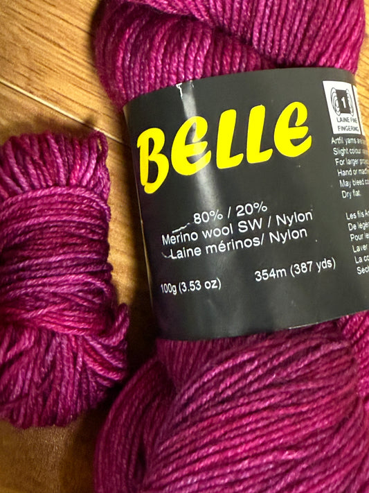 DESTASH: 1 skein of Artfil Belle Fingering in colorway Sangria (plus bonus leftover!)