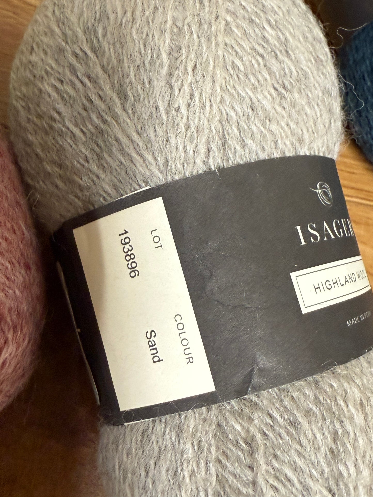DESTASH: 3 skeins of Isager Highland Wool in colorway Rose, Sand, and Greece