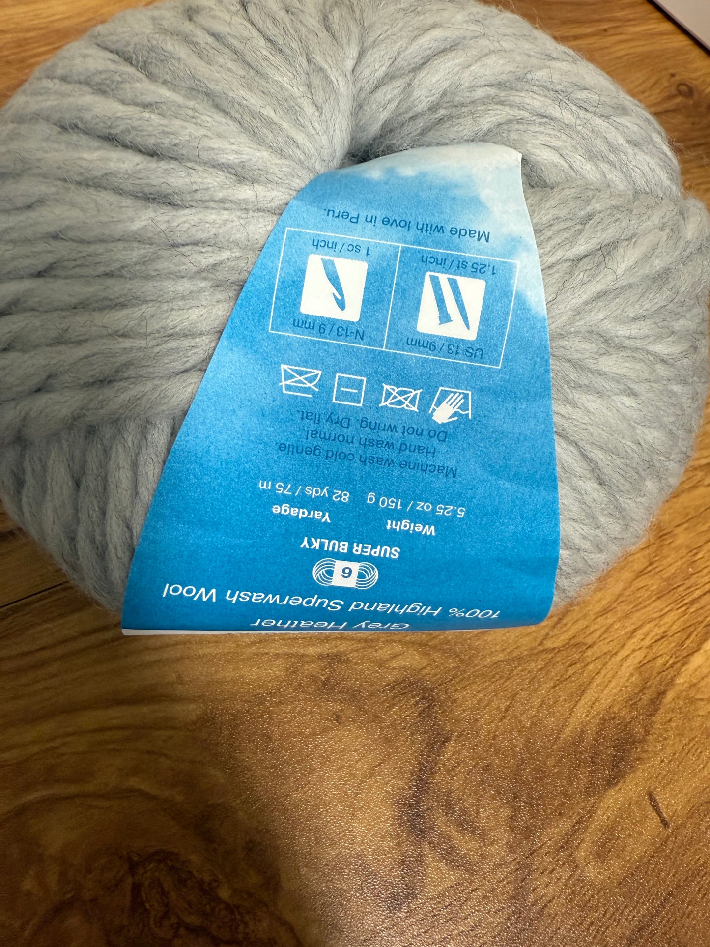 DESTASH: 1 skein of Cloudborn Fibers Highland Superwash Wool Super Bulky in light gray