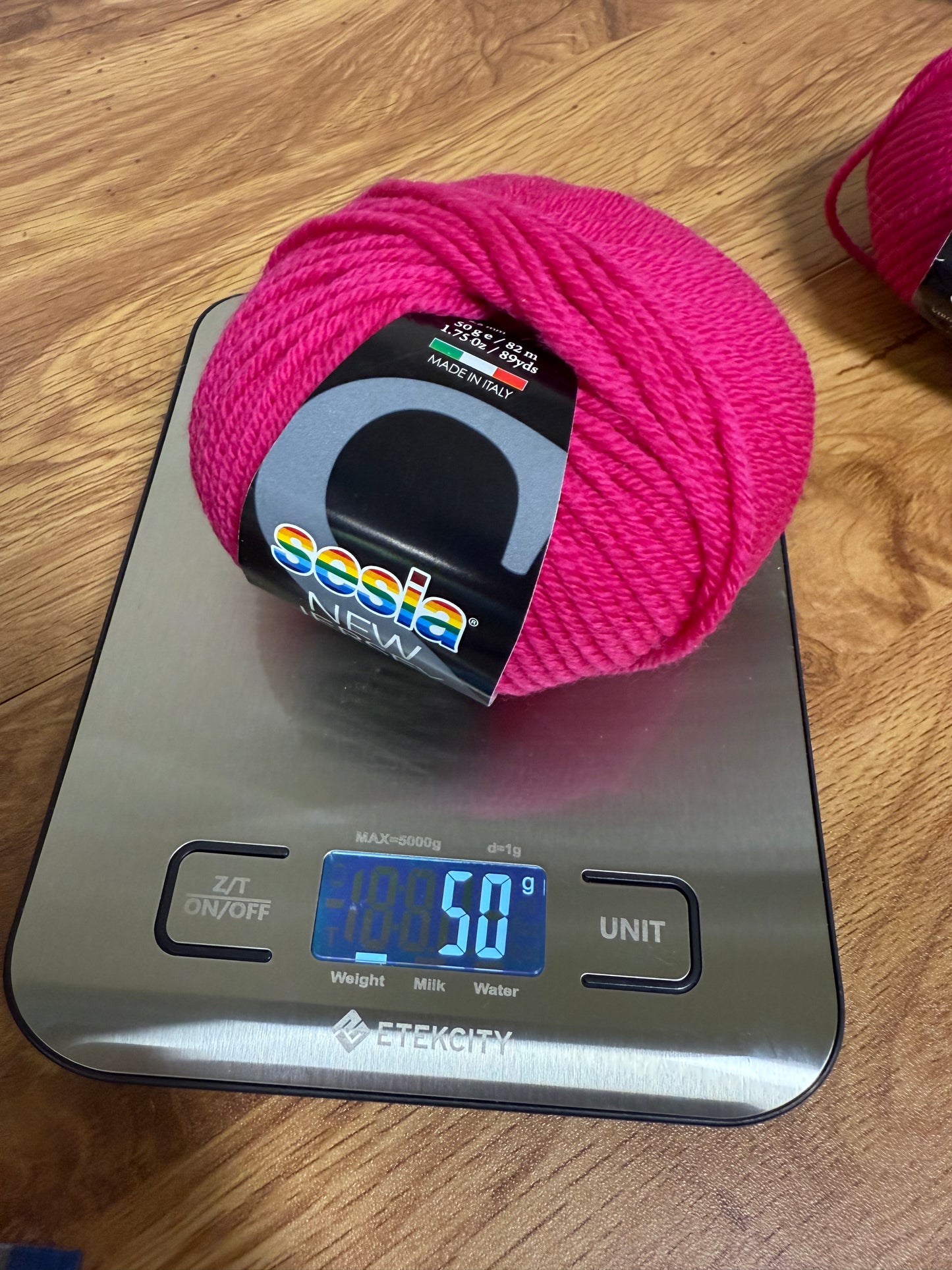 DESTASH: 2 skeins of Sesia New Jersey Yarns in colorway 2352 (Bright Pink)