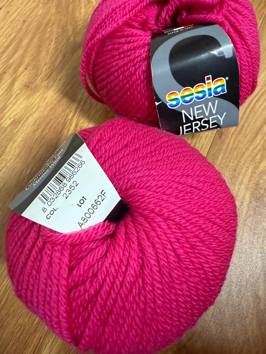 DESTASH: 2 skeins of Sesia New Jersey Yarns in colorway 2352 (Bright Pink)