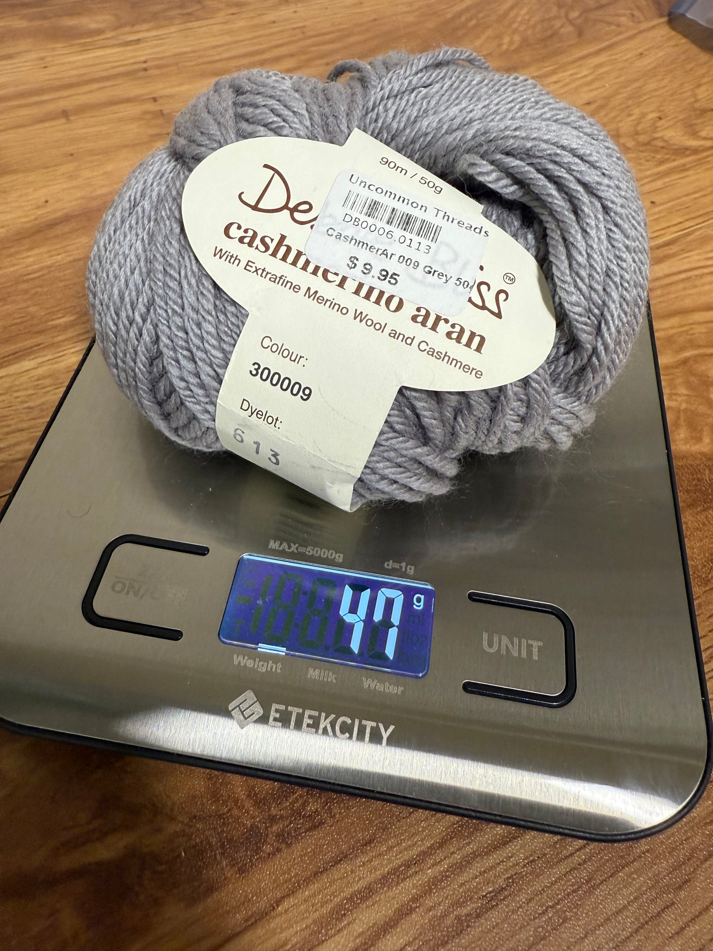 DESTASH: 1 partial skein of Debbie Bliss Cashmerino Aran - Grey