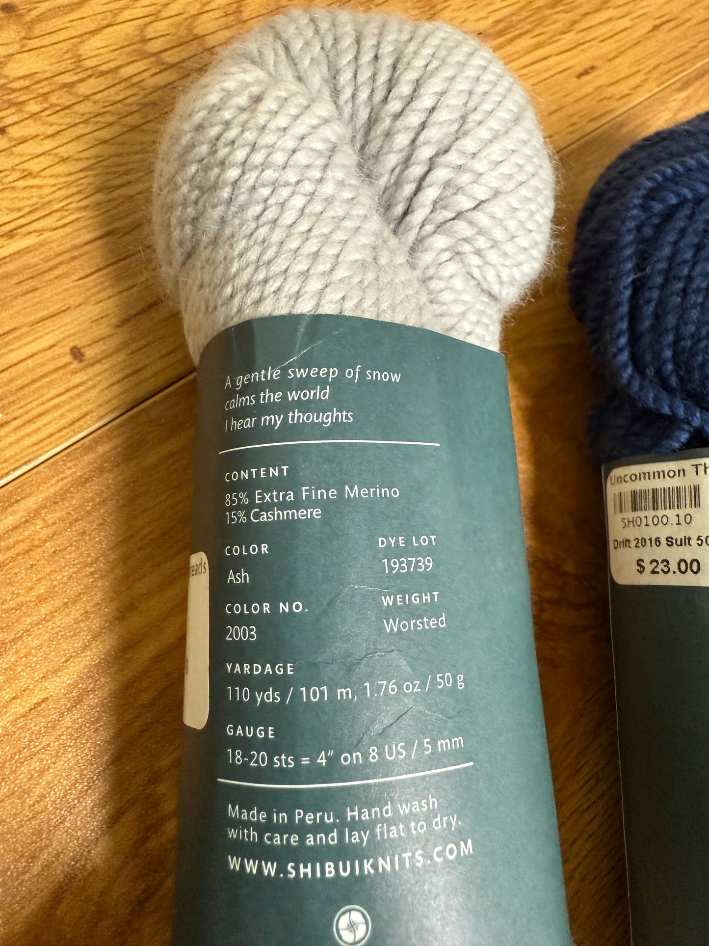 DESTASH: 2.8 skeins of Shubui Knits Drift in Gray, Navy and Teal