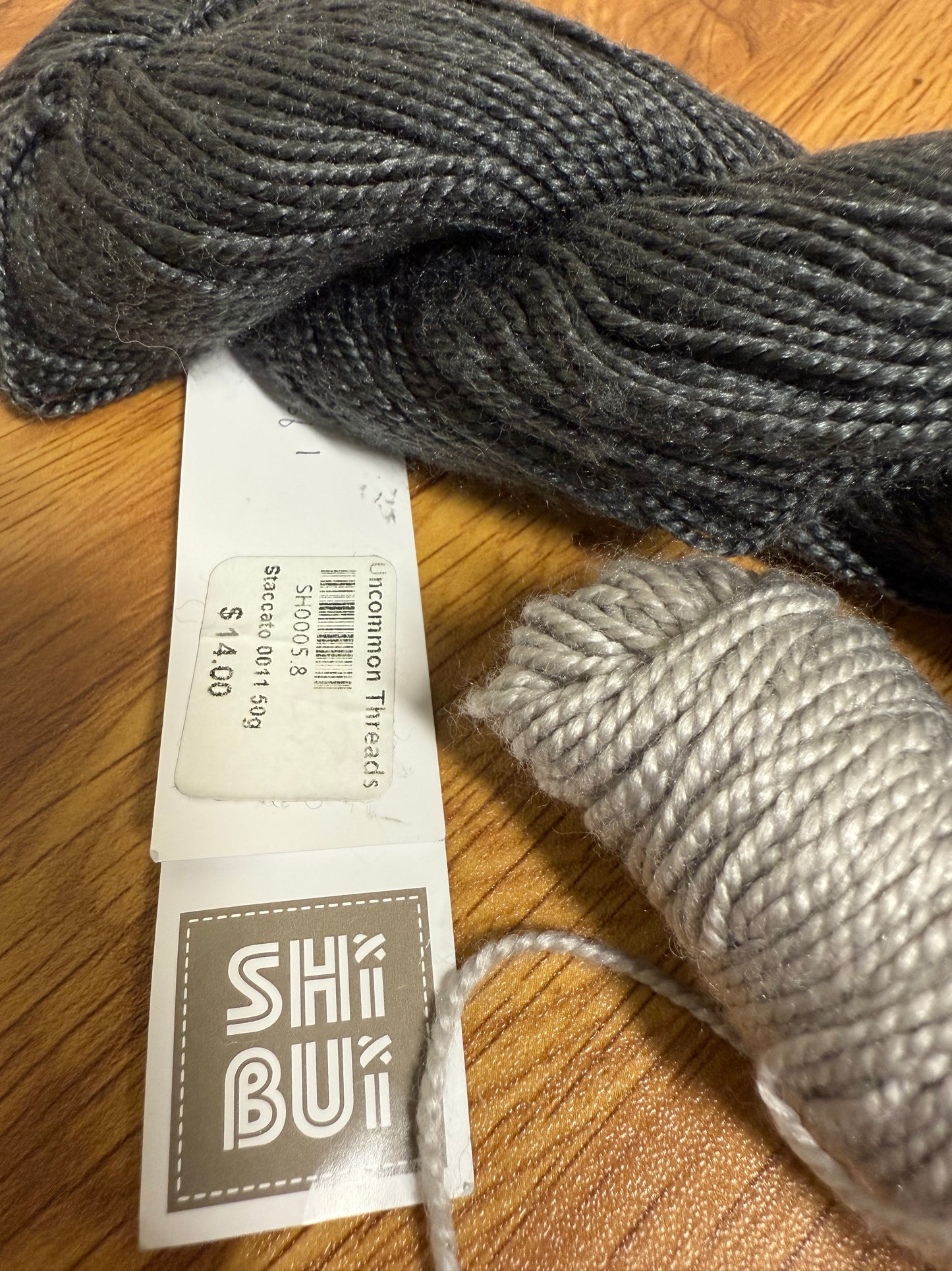 DESTASH: 1 skein of Shibui Staccato in Tar (charcoal)