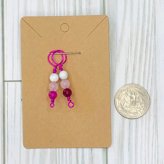 Pretty in Pink handmade 2pcs Stitch Markers for Knitting | sierra and Pine Knitting Accessories