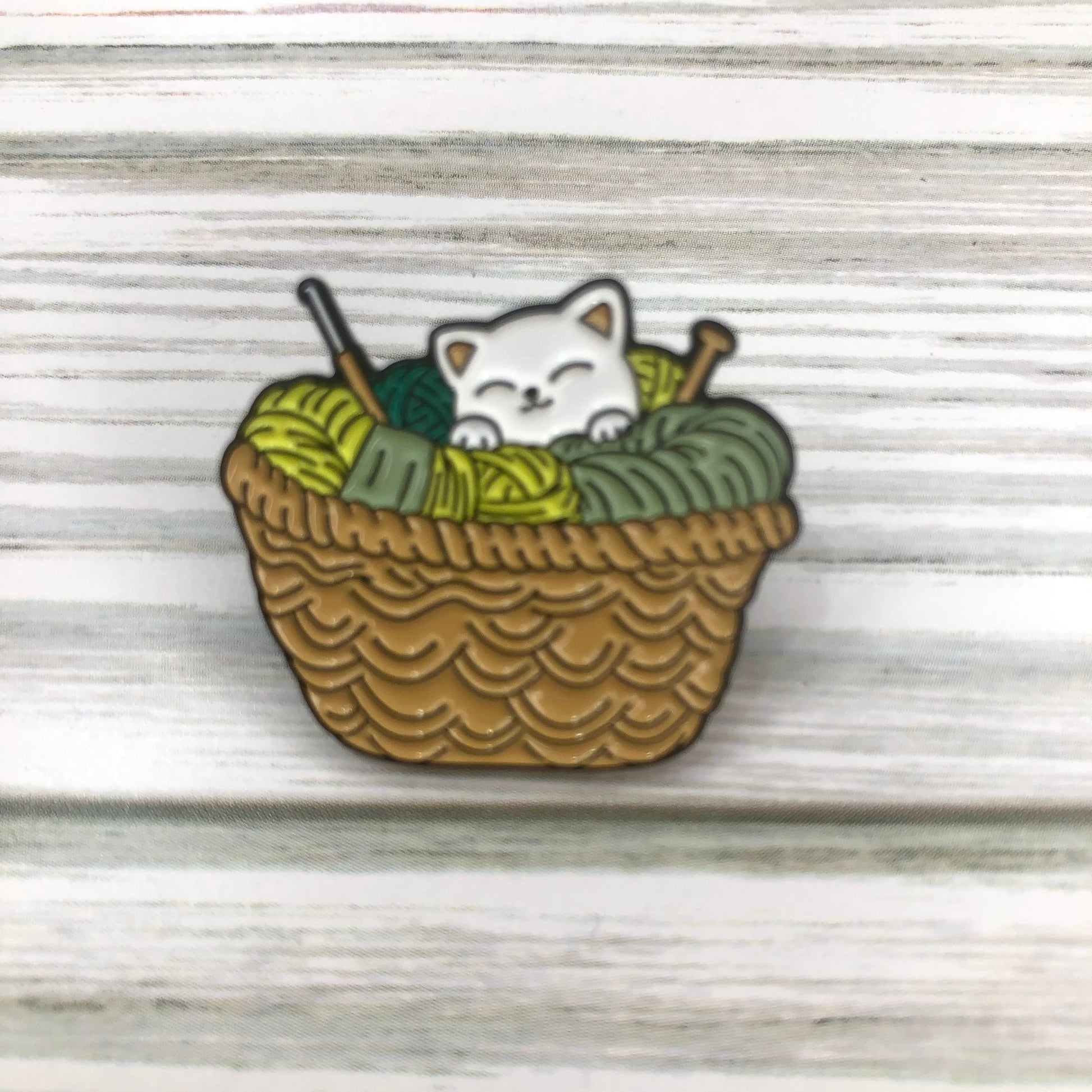 Knitting Basket of Goodies Enamel Pin