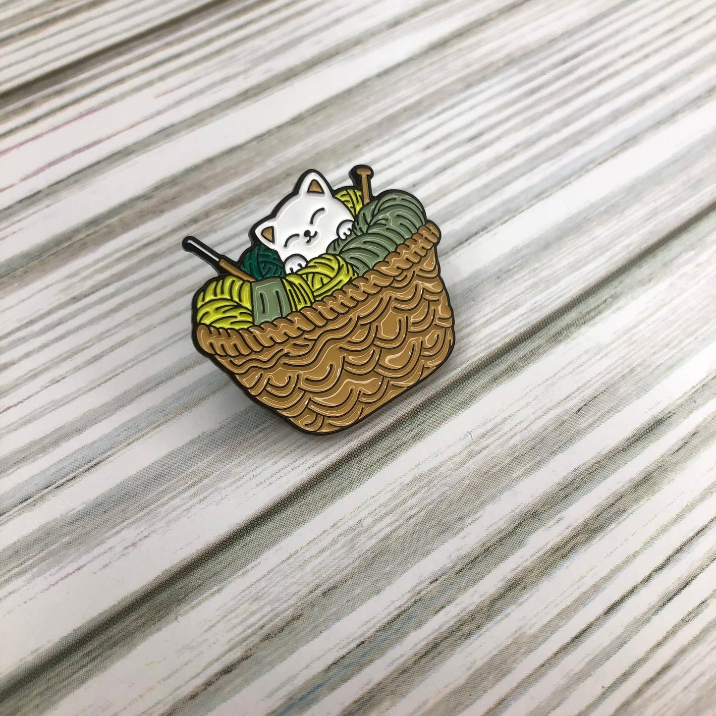 Knitting Basket of Goodies Enamel Pin