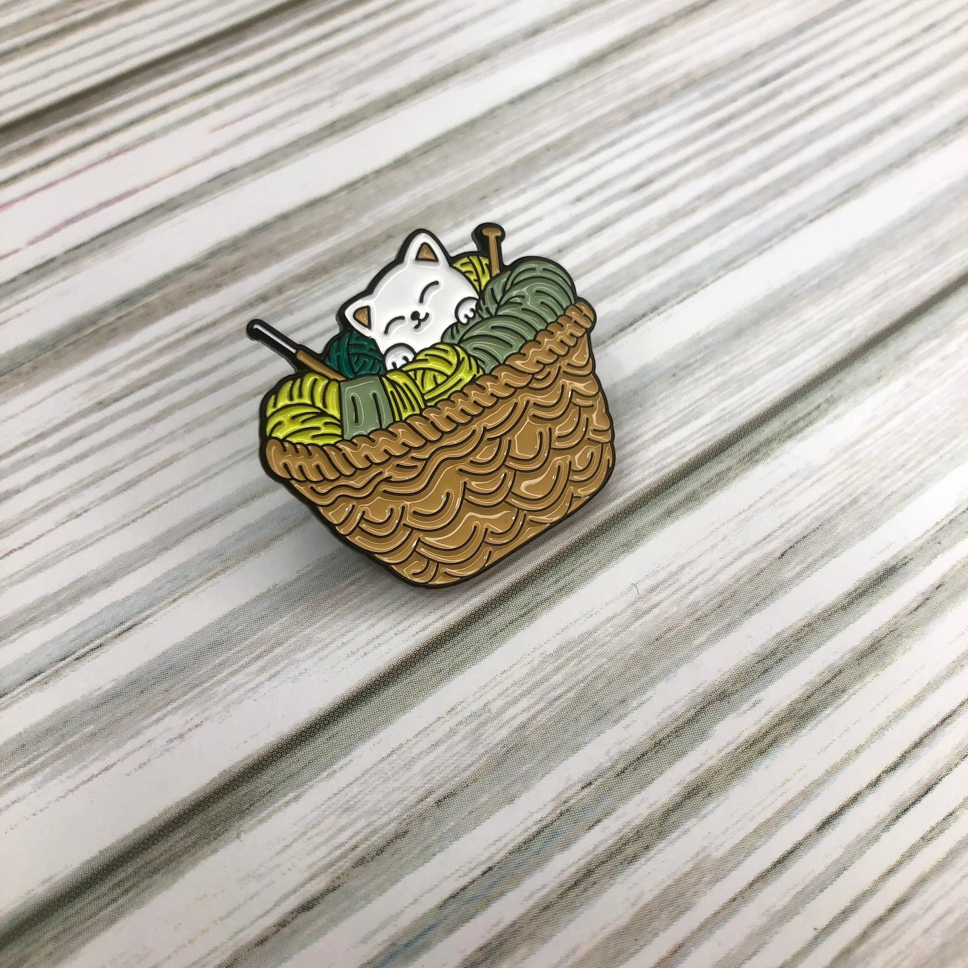 Knitting Basket of Goodies Enamel Pin