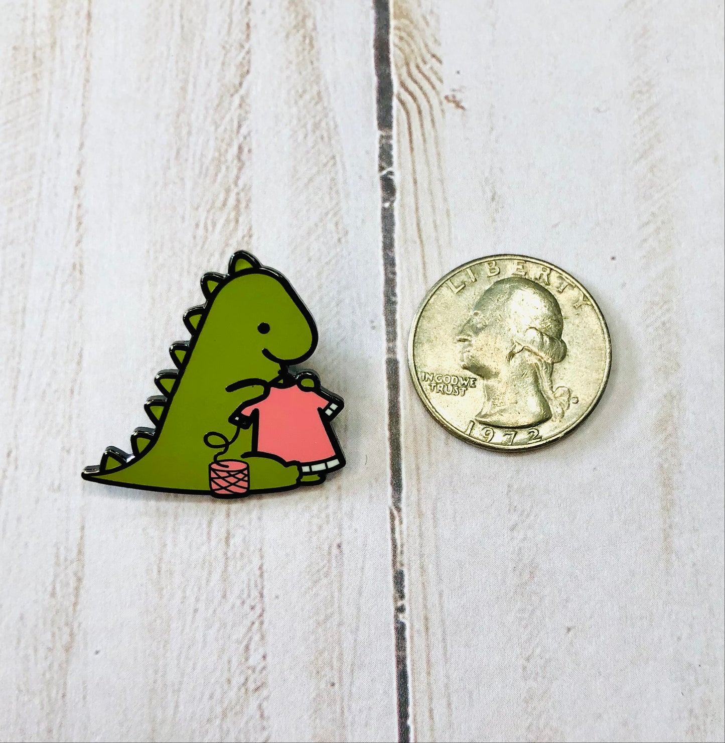 Knitting Dino Enamel Pin by Sierra and Pine