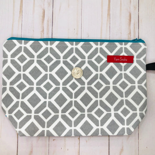 Gray Mosaic Medium Project Bag by Sierra and Pine