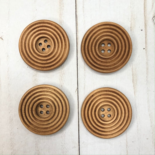 Wooden Rings Button, Round, 1 1/2" - Pack of 4 - oak colored
