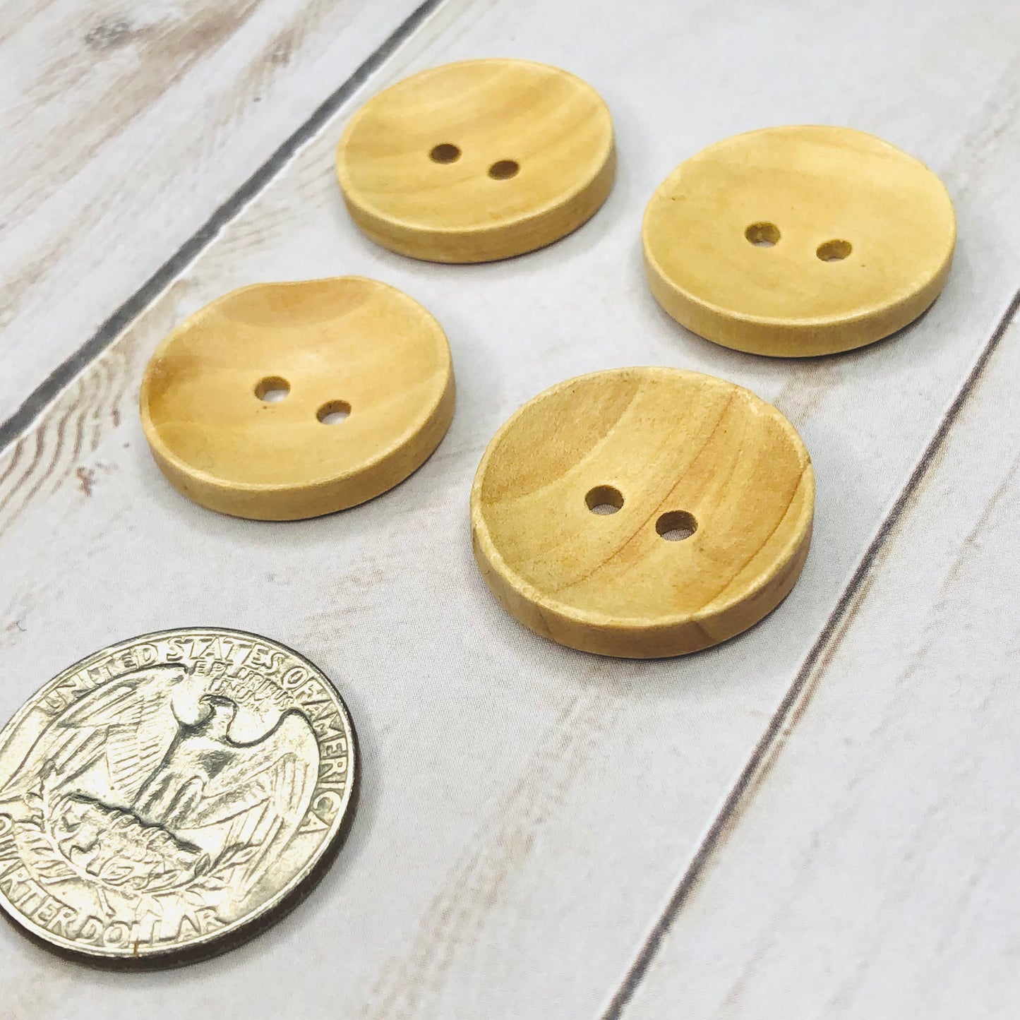 Maple colored Wood Button, Round, 1" - Pack of 4 by Sierra and Pine