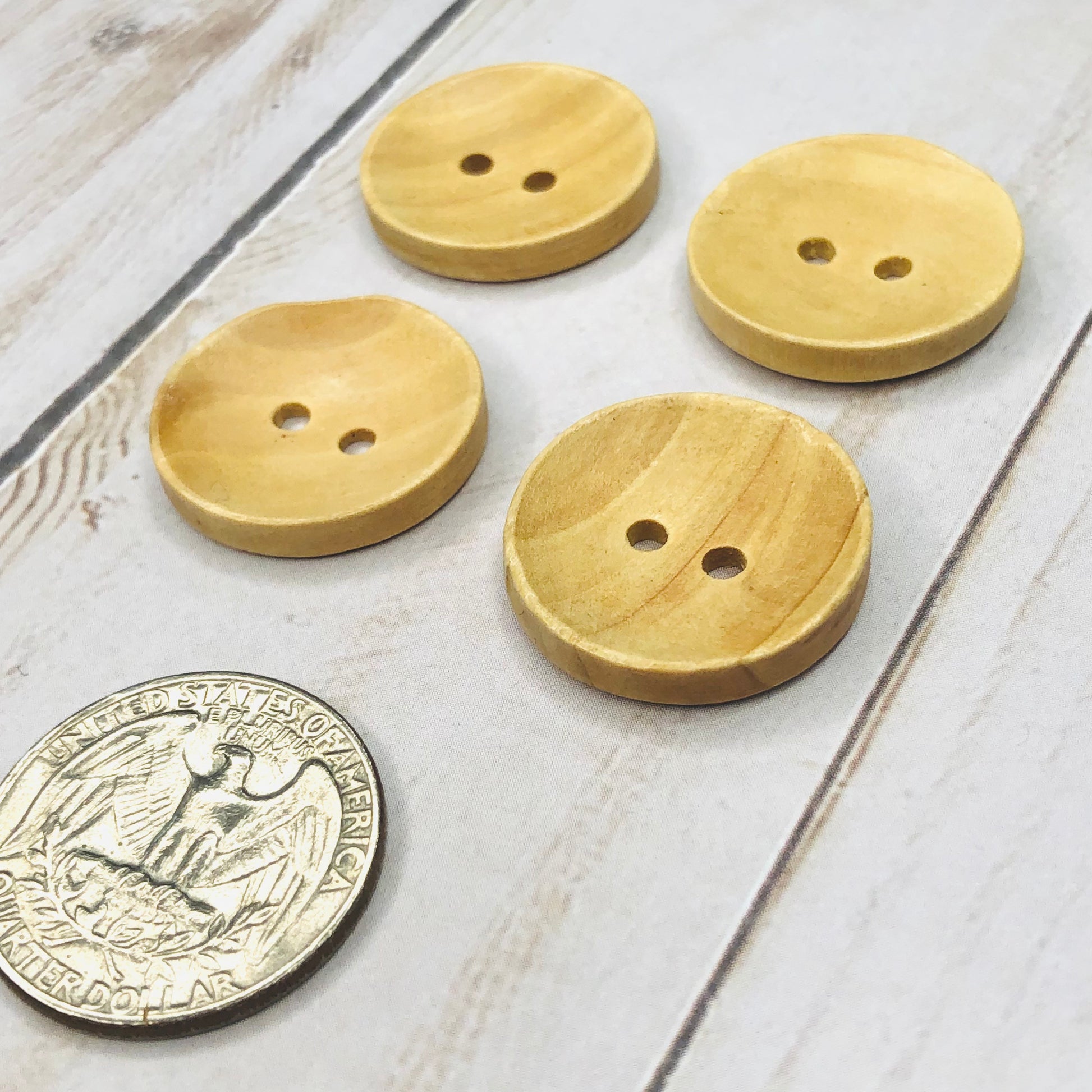 Maple colored Wood Button, Round, 1" - Pack of 4 by Sierra and Pine