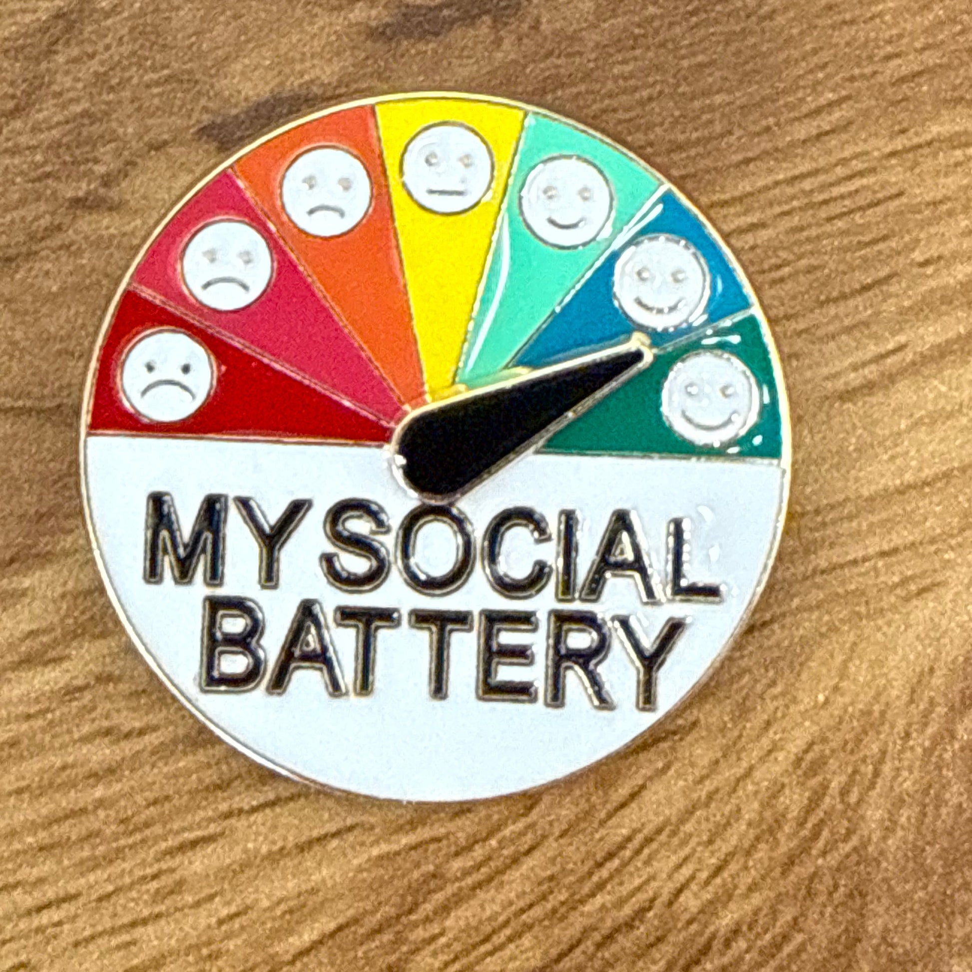 My Social Battery Adjustable Gauge Enamel Pin