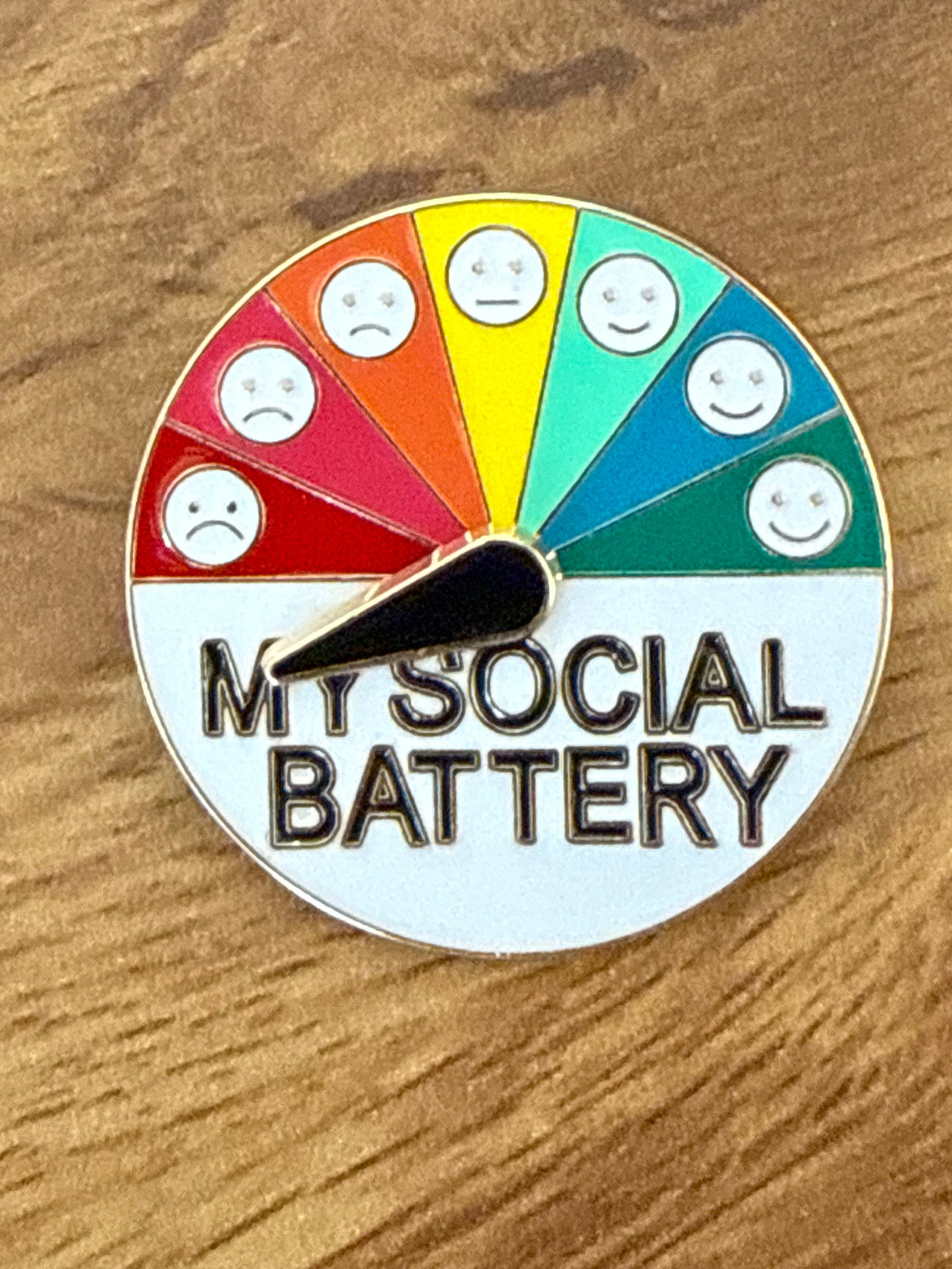 My Social Battery Adjustable Gauge Enamel Pin