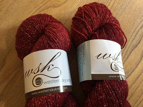 Western Sky KnitsSparkle Fingering in Rustic Red