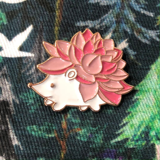 Cute Hedgehog Pink Enamel Pin for project bags for knitting or crochet or other crafts
