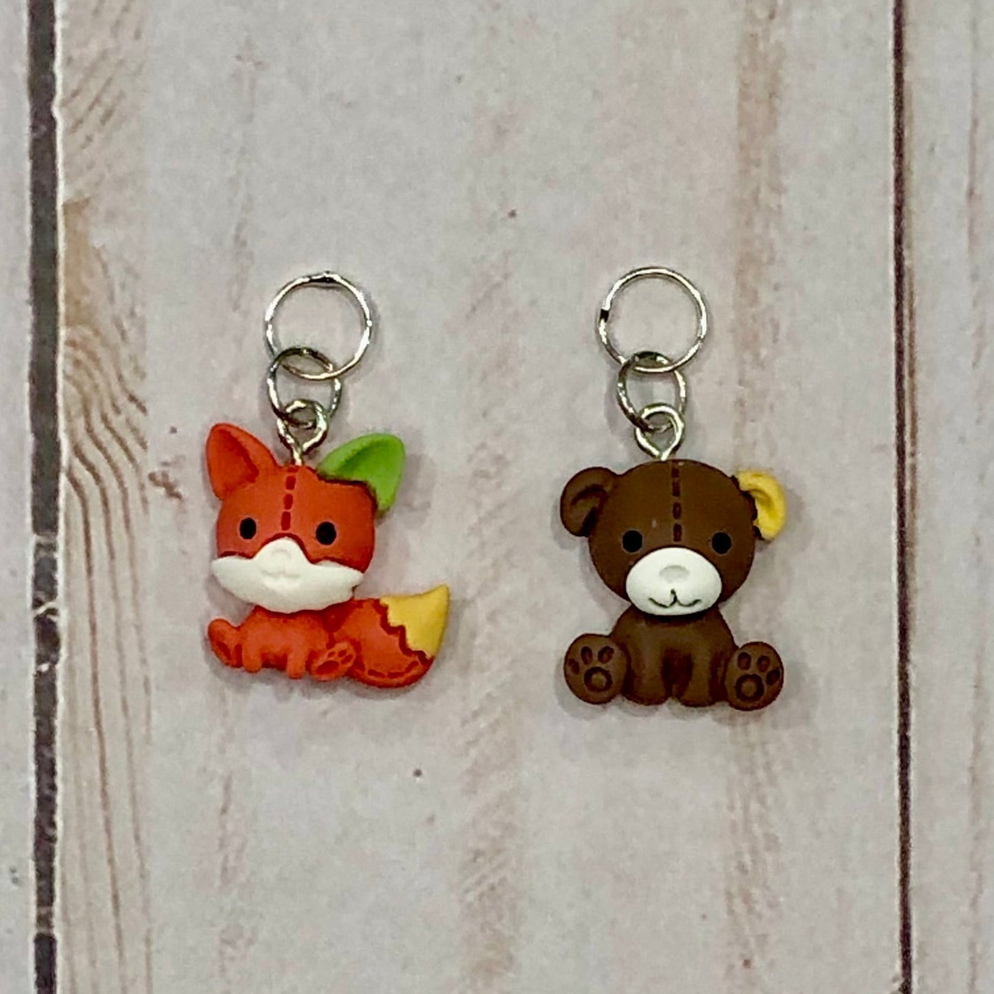 Woodland Animals 2pcs Stitch Marker Set