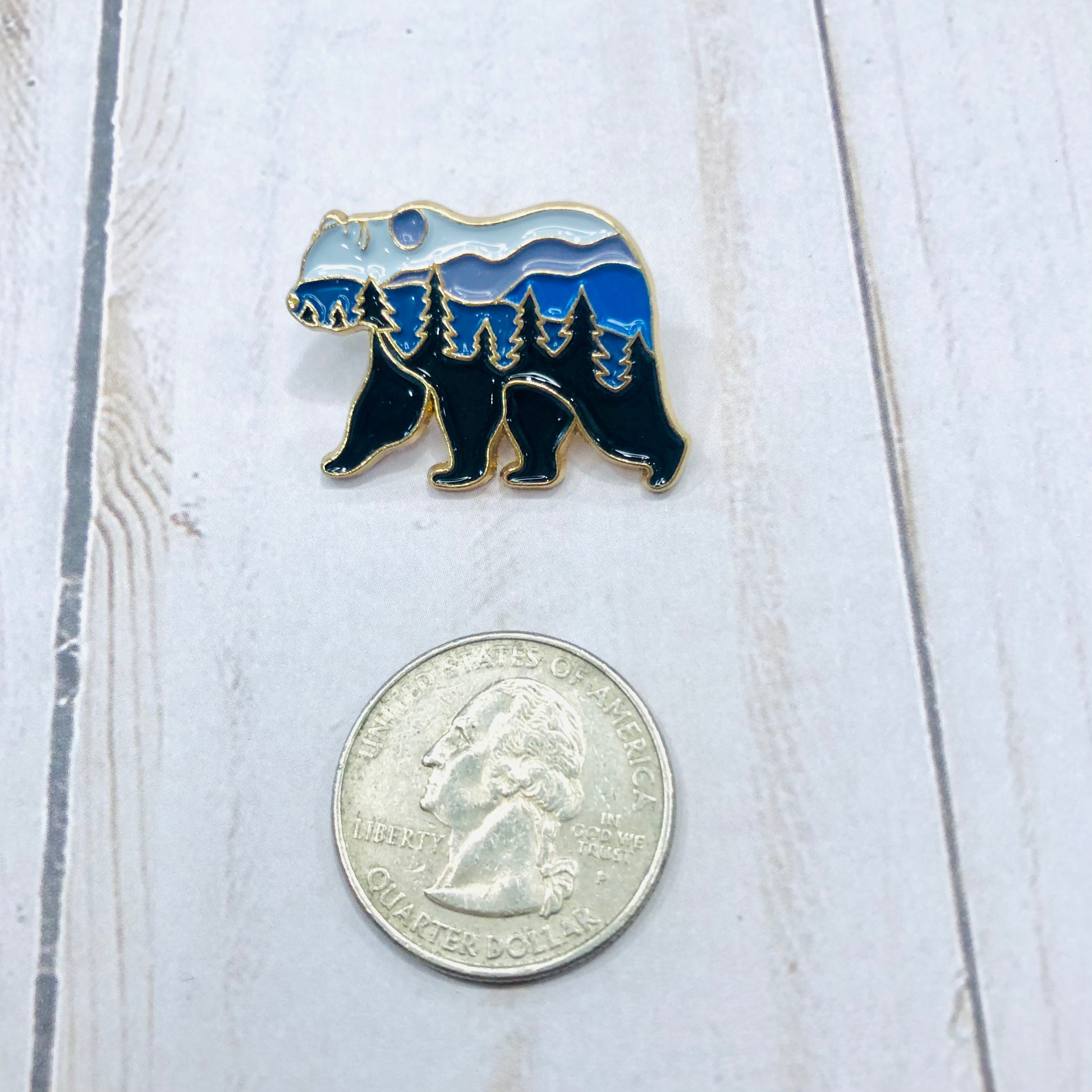 Mountain Grizzly Enamel Pin for knitting, crochet or crafting bags